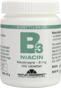 Anprisninger: B3-vitamin (niacin) - nikotinsyre